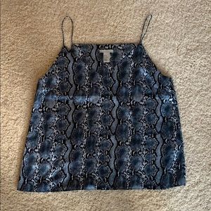 Blue Snakeskin V-Neck Tank